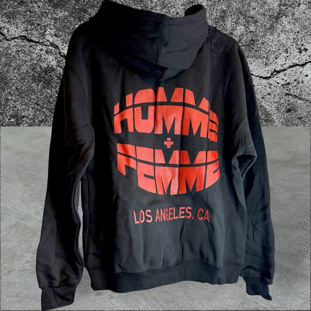 •NWT• Homme + Femme LA Black with Red Text Money Sex Respect Hoodie • Mens M & L